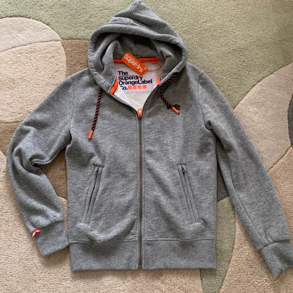 SUPERDRY ORANGE LABEL ZIPPER HOODIE SWEATSHIRT NWT